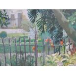 Two oil paintings, Annette Kane, parkland and railings, signed verso, 11in x 15in and 12in x13in