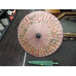 Two vintage hand decorated oriental style parasol