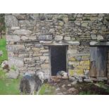 An oil painting on board, Patrick Cleary, It's Grand In Here When It's Wet, Langdale, sheep