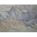 A watercolour, Nelson Ethelred Dawson, mountainous landscape, signed and dated 1917, attributed