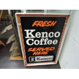 A vintage double sided tin shop display sign for Kenco Coffee