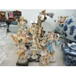 Ten Carrara Marble figures, Girl with Apples, Gentleman in period dress, Dancers etc