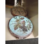 Two vintage foot stools on bead and needlework