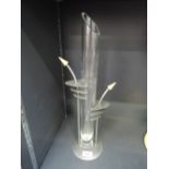 A vintage atomic style vase with glass and metal stand