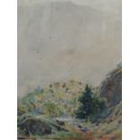 A watercolour, Alfred Heaton Cooper, Mountainous landscape, signed, 14.5in x 11in