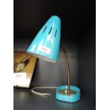 A vintage teal blue desk top lamp by Pifco