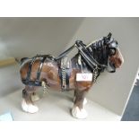 A Beswick study, Shire Mare, harnessed, brown 818