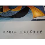 Three prints after David Hockney, Christopher and Dom's Dining Room, 35in x 26in, The Thirteenth