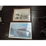 Two prints, Autumn Frosts after B J Freeman and photographic promenade scene