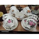 A selection of vintage tea cups and saucers including Dorchester