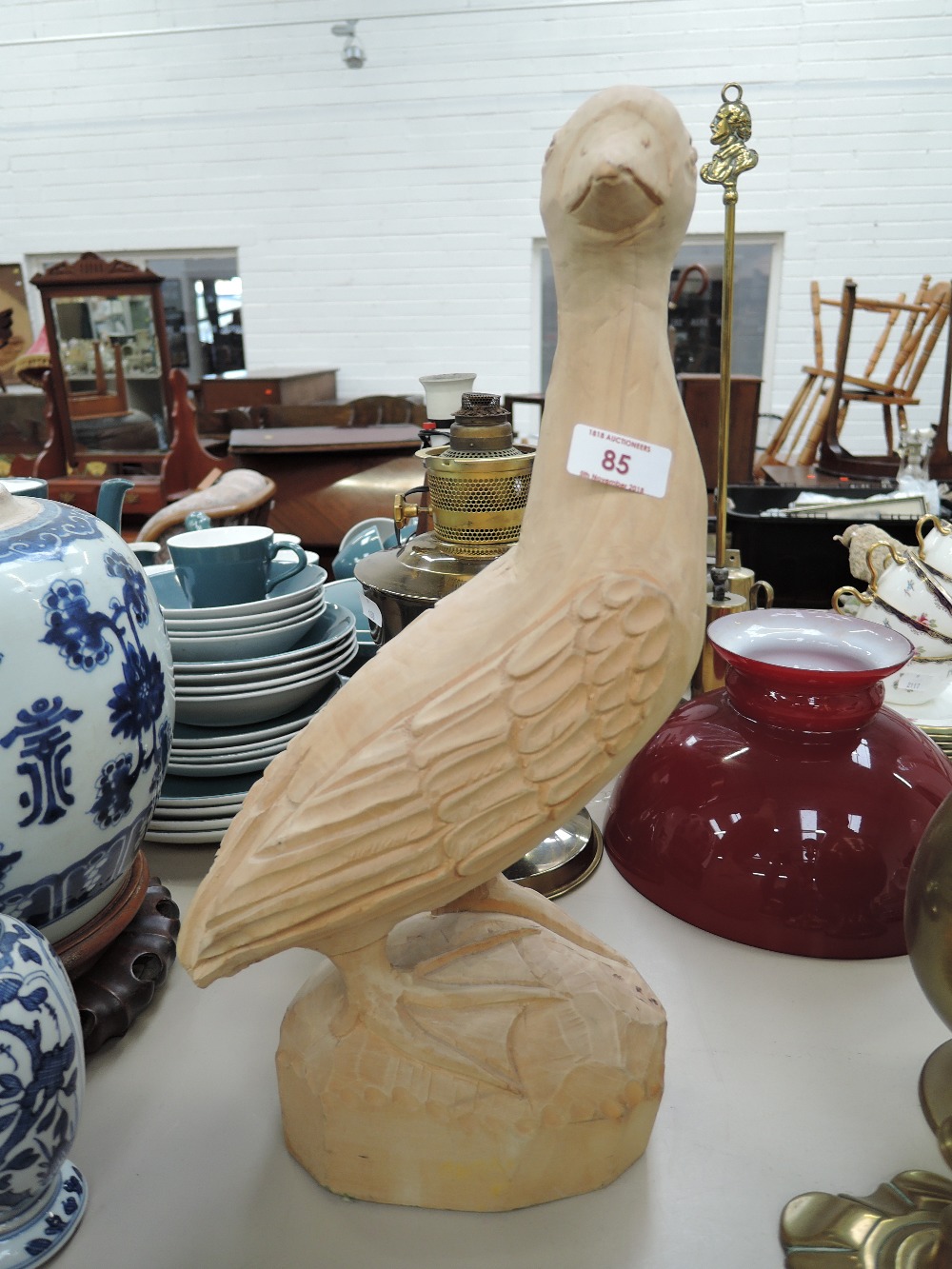 A vintage hand carved gull figure