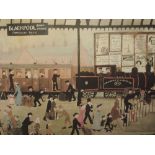 A print after Helen Bradley, Blackpool Railway Station, signed, 15in x 22in