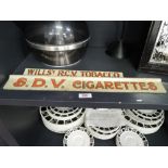 Two vintage tin and enamel tobacco and cigarette sign advertisement Will's and SDV