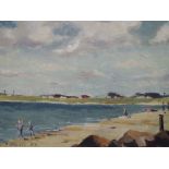 An oil painting on board, F Steele, coastal landscape, signed and dated (19)59, 8in x 10.5in