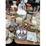 A selection of vintage ceramics and large Chinese figure