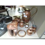 A selection of vintage copper wares