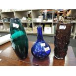 A selection of vintage colour art glass including Mdina and Holmegaard 1962