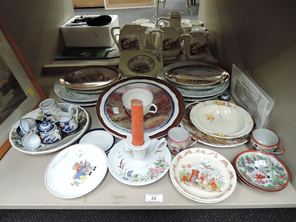 A selection of vintage ceramics including bunnykins and Shelley