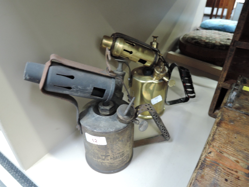 Two vintage brass bodied gas burners