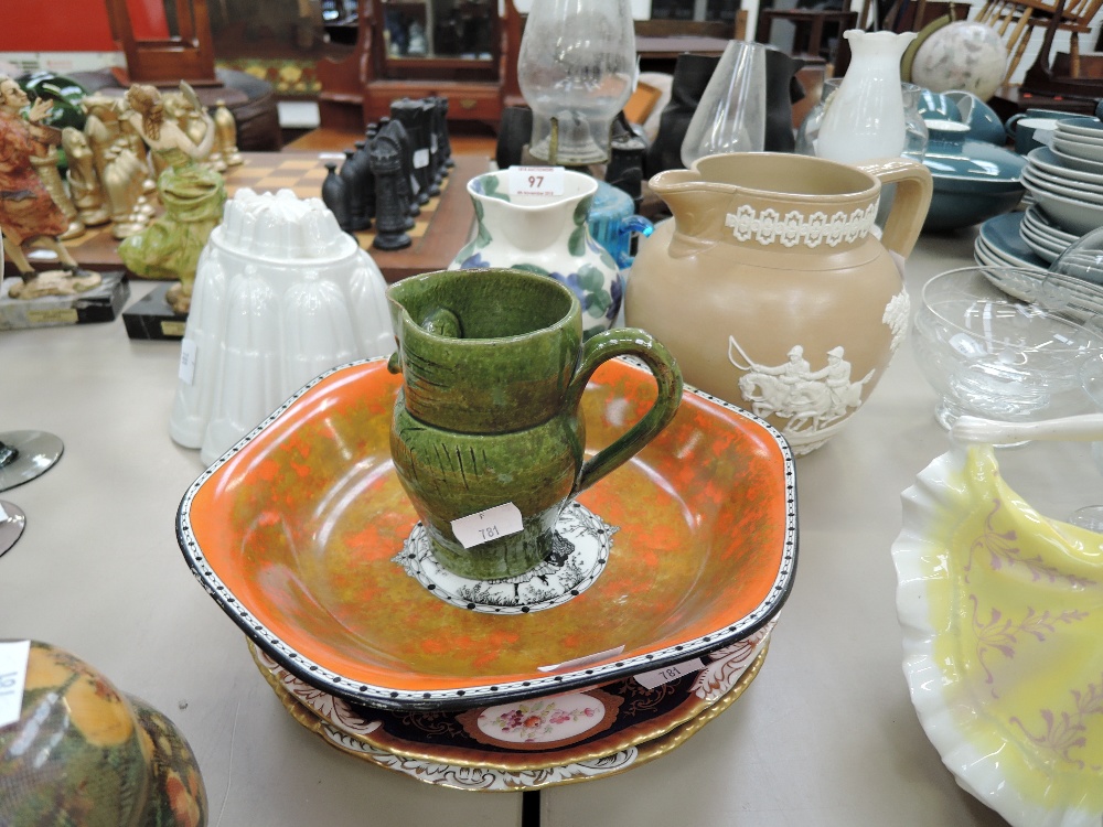 A selection of vintage ceramics including Copeland jug