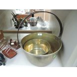 A vintage brass jam pan and similar