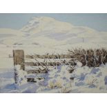 A watercolour, Henry W Bracken, Snowy landscape, signed, 6in x 9in