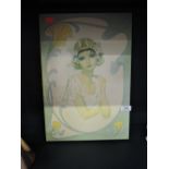 A vintage print on board of female flapper girl
