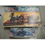 A Airfix 1:25 scale plastic kit, The General and a Monogram HO scale plastic kit, Big Boy