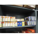 A shelf of Con-Cur, Metal Train and Genesis HO scale rolling stock items, (27) all boxed