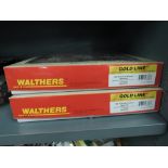 Two Walthers HO scale 5 unit all purpose spine car sets, both boxed