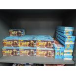 A shelf of Athearn HO scale rolling stock, approx 52 items, all boxed and made up