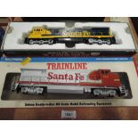 Two Walthers and Atlas HO scale American brass Santa Fe locomotives 553 & 8788, both boxed