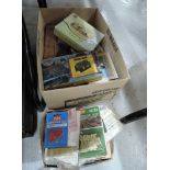 Two boxes of HO scale/00 gauge accessories and locomotives including Bachmann, Peco etc