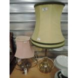 A selection of vintage table lights and lamp cast brass base etc