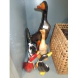 A selection of vintage DCUK duck figures and similar Russian bird figure