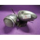 Two pairs of vintage King of the road bicycle or motor car head or side lamps