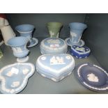 A selection of vintage ceramics by Wedgwood in the Jasperware design