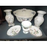 A selection of vintage decorative ceramics including Wedgwood etc