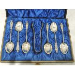 A set of six Victorian silver apostle spoons having twist stems and moulded terminals, Birmingham