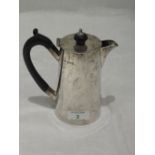 A silver hot water/coffee pot of plain form having hard wood handle and knop, Sheffield 1928, Mappin