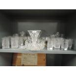 A selection of vintage clear cut and crystal glass wares