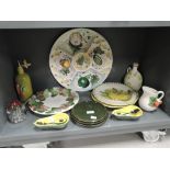 A selection of vintage decorative ceramics including olive oil decanter
