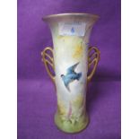 A vintage hand decorated vase by Royal Doulton by H Morrey