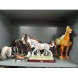 A selection of vintage shire horse and similar figures and figurines