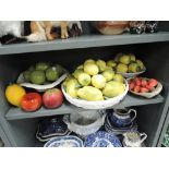 A selection of vintage ceramic and similar fruit bowls and baskets