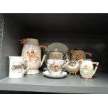 A selection of vintage fox hunting and similar theme ceramics