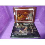Two vintage Japan Lacquer hand decorated photo or picture albums