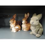 A selection of vintage graduated rabbit or Hare tureens