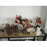 A selection of vintage horse and hunting theme figures and figurines