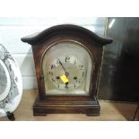 An early 20th century oak cased mantle clock with chime by W Greenwood of Leeds Huddersfield